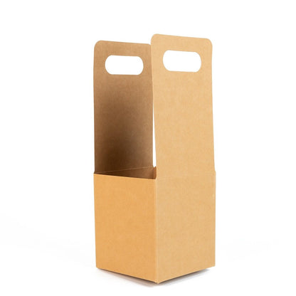 Cutie deschisă kraft cu mâner pentru un pahar 9x9x24cm (set 50 buc)