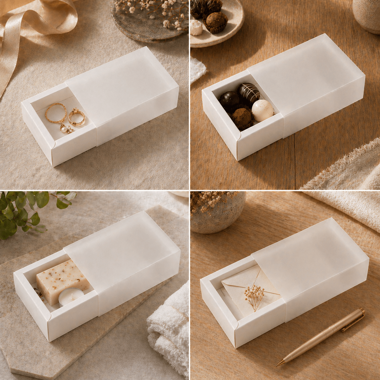 Cutie din hârtie cu fereastră mată - alb (set 50 buc)