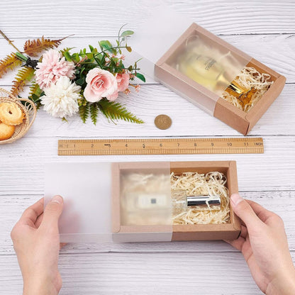 Cutie din hârtie cu fereastră mată - kraft (set 50 buc)