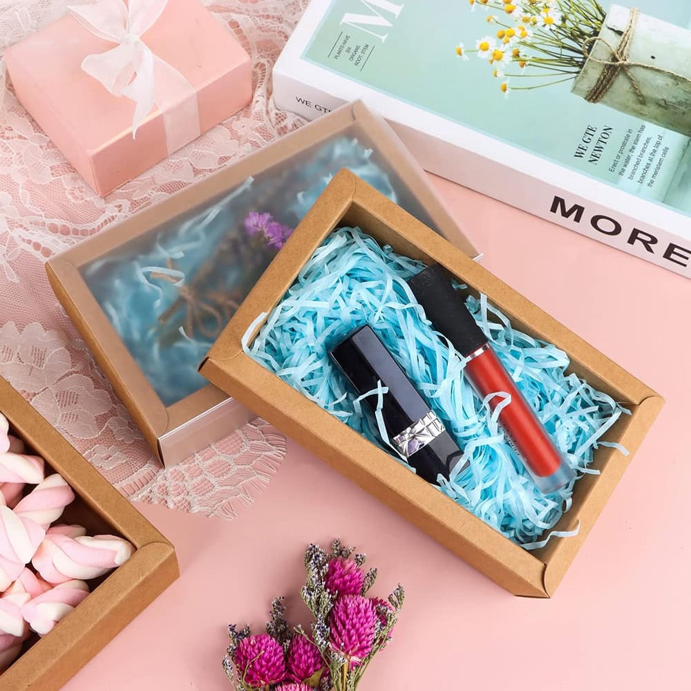 Cutie din hârtie cu fereastră mată - kraft (set 50 buc)