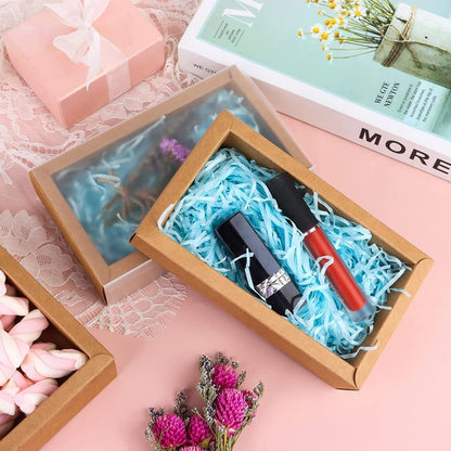 Cutie din hârtie cu fereastră mată - kraft (set 50 buc)