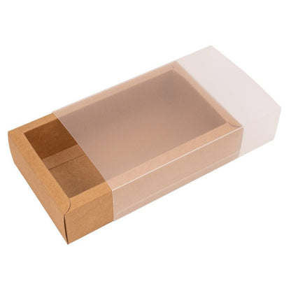 Cutie din hârtie cu fereastră mată - kraft (set 50 buc)