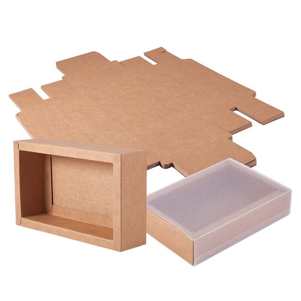 Cutie din hârtie cu fereastră mată - kraft (set 50 buc)