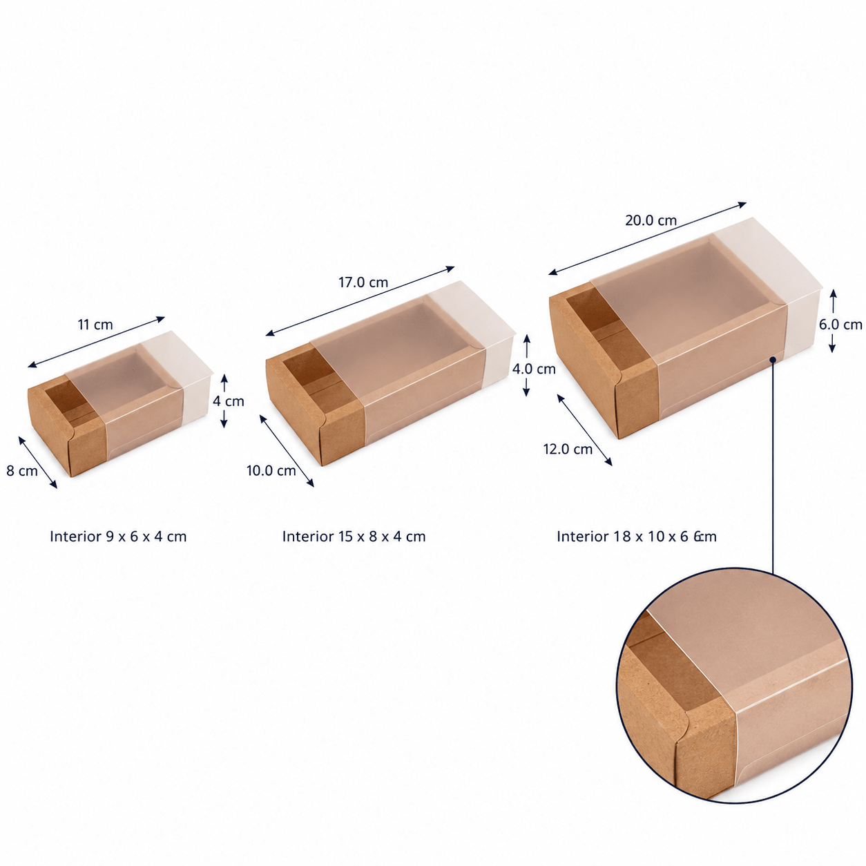 Cutie din hârtie cu fereastră mată - kraft (set 50 buc)