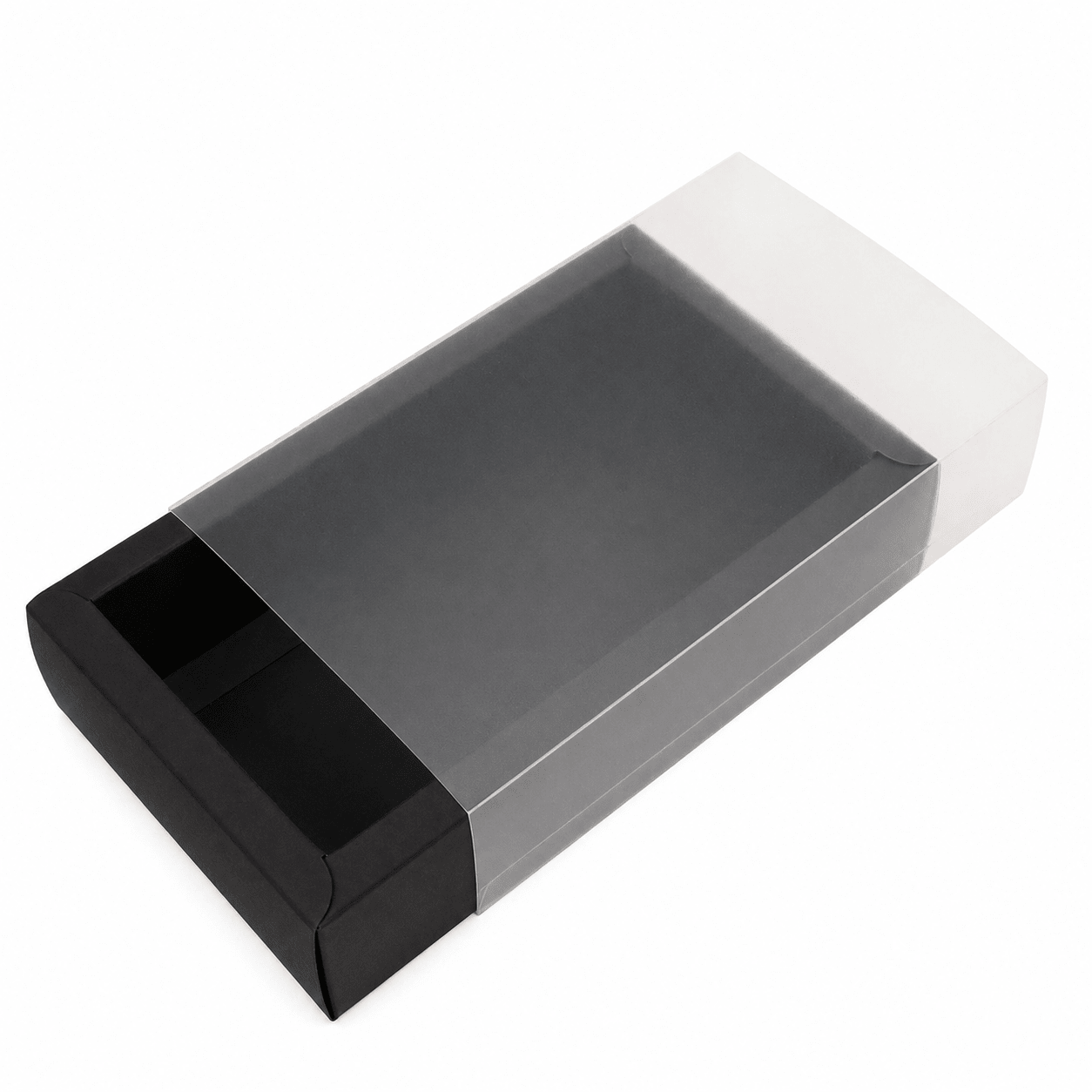 Cutie din hârtie cu fereastră mată - negru (set 50 buc)