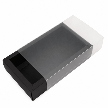 Cutie din hârtie cu fereastră mată - negru (set 50 buc)