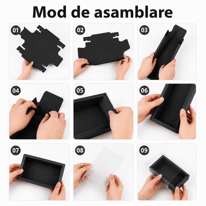 Cutie din hârtie cu fereastră mată - negru (set 50 buc)
