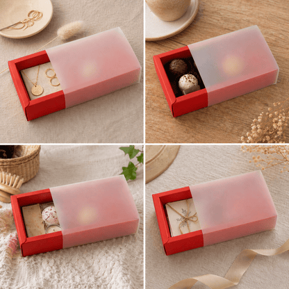 Cutie din hârtie cu fereastră mată - roșu (set 50 buc)