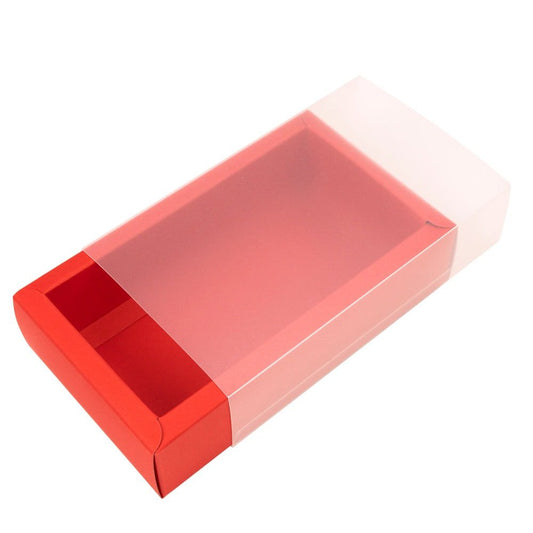 Cutie din hârtie cu fereastră mată - roșu (set 50 buc)