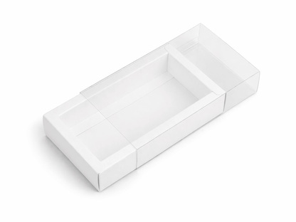 Cutie din hârtie cu fereastră transparentă - alb (set 50 buc)