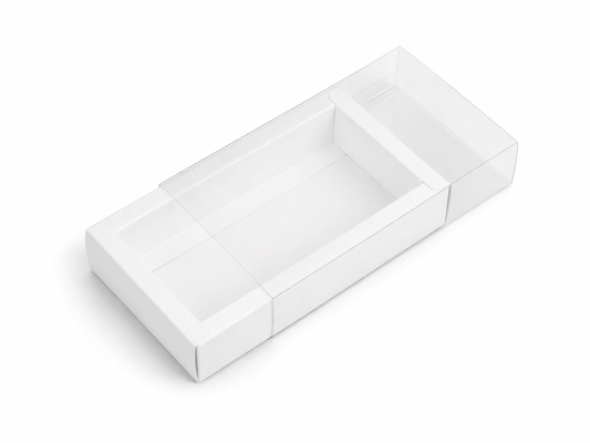 Cutie din hârtie cu fereastră transparentă - alb (set 50 buc)