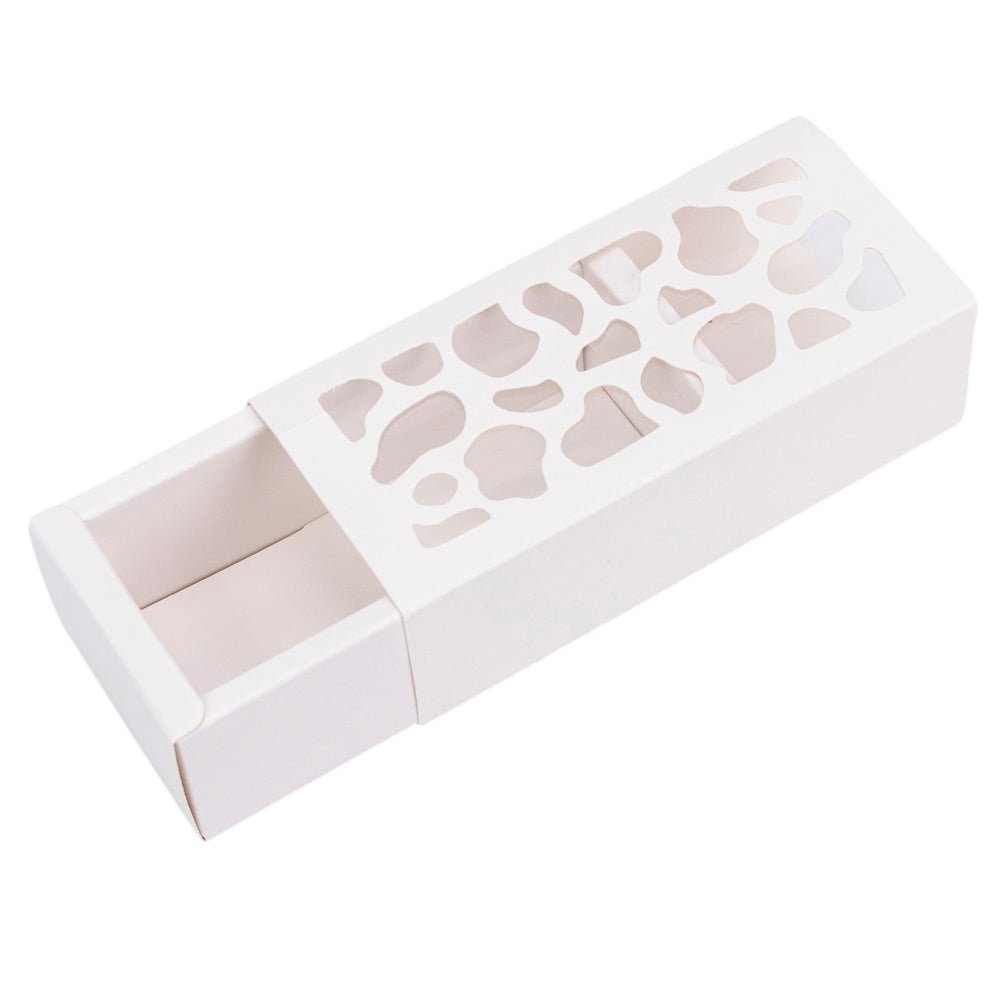 Cutie dreptunghiulară cu fereastră asimetrică - alb (set 50 buc) - 6x13x4cm