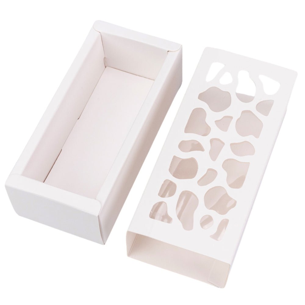 Cutie dreptunghiulară cu fereastră asimetrică - alb (set 50 buc) - 6x13x4cm