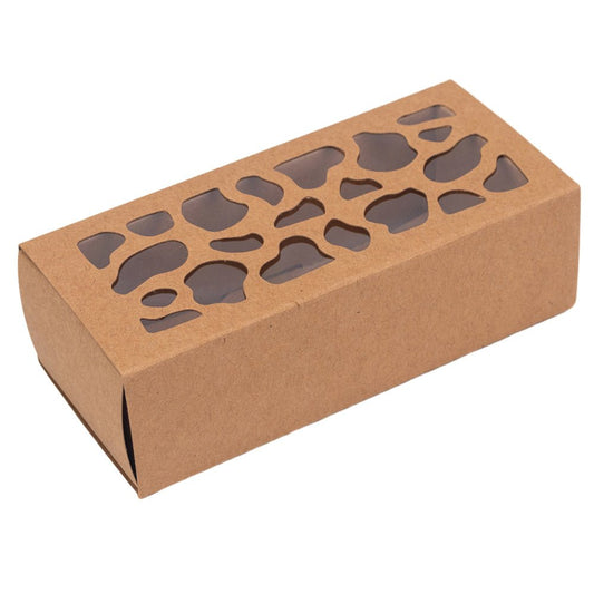 Cutie dreptunghiulară cu fereastră asimetrică - kraft (set 50 buc) - 6x13x4cm