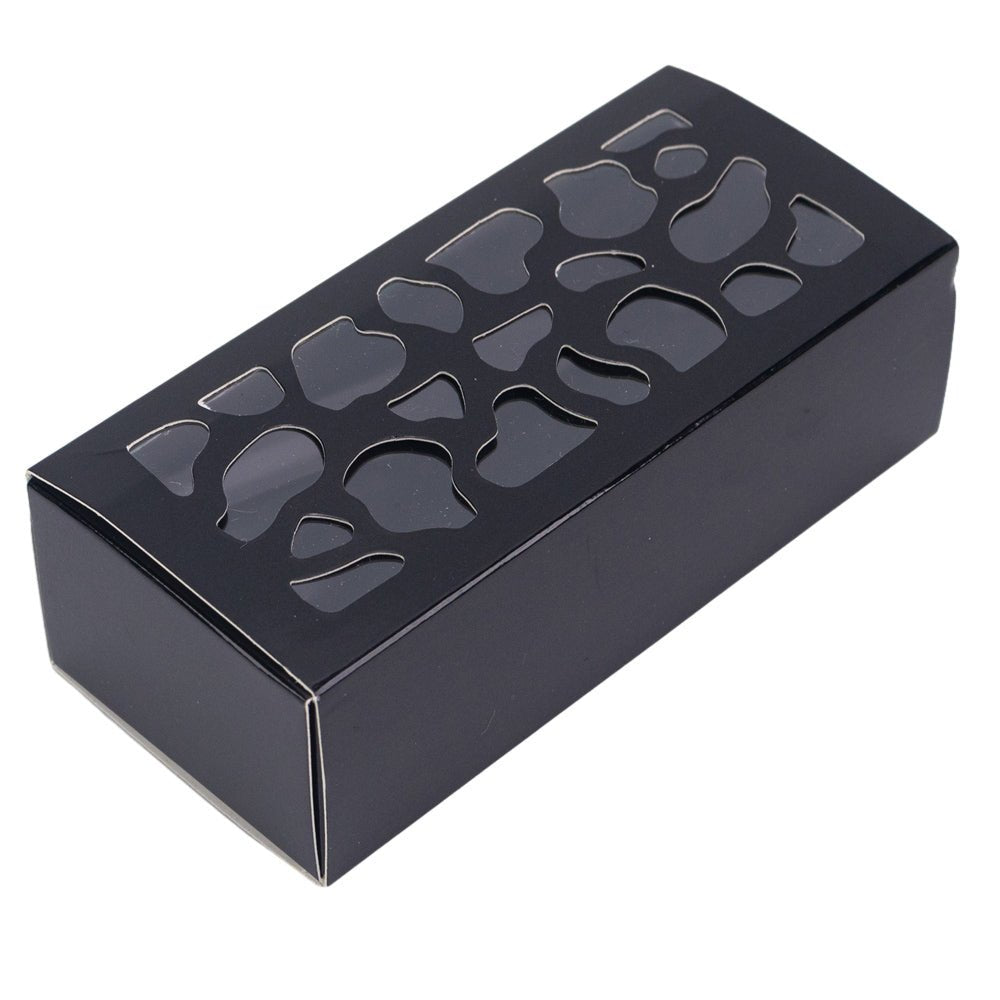 Cutie dreptunghiulară cu fereastră asimetrică - negru (set 50 buc) - 6x13x4cm