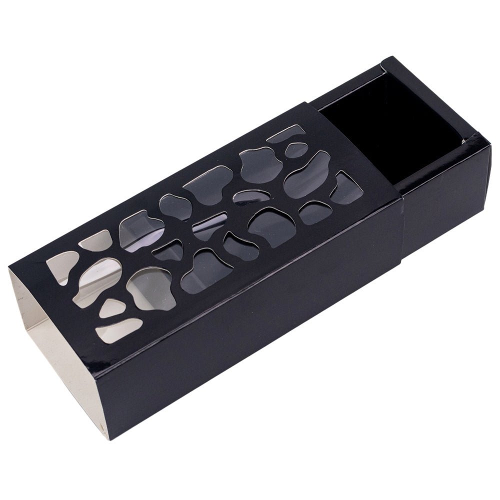 Cutie dreptunghiulară cu fereastră asimetrică - negru (set 50 buc) - 6x13x4cm