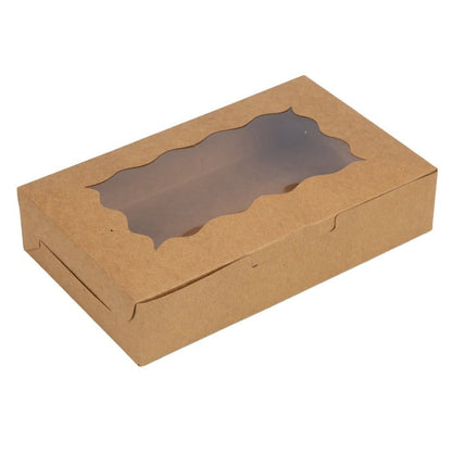 Cutie dreptunghiulară cu fereastră ondulată - kraft (set 50 buc)