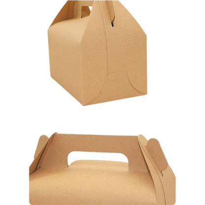 Cutie dreptunghiulară cu mâner - kraft (set 12 buc) 20x15x8cm