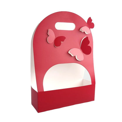 Cutie dreptunghiulară cu mâner și fluturași - roșu (set 10 buc)