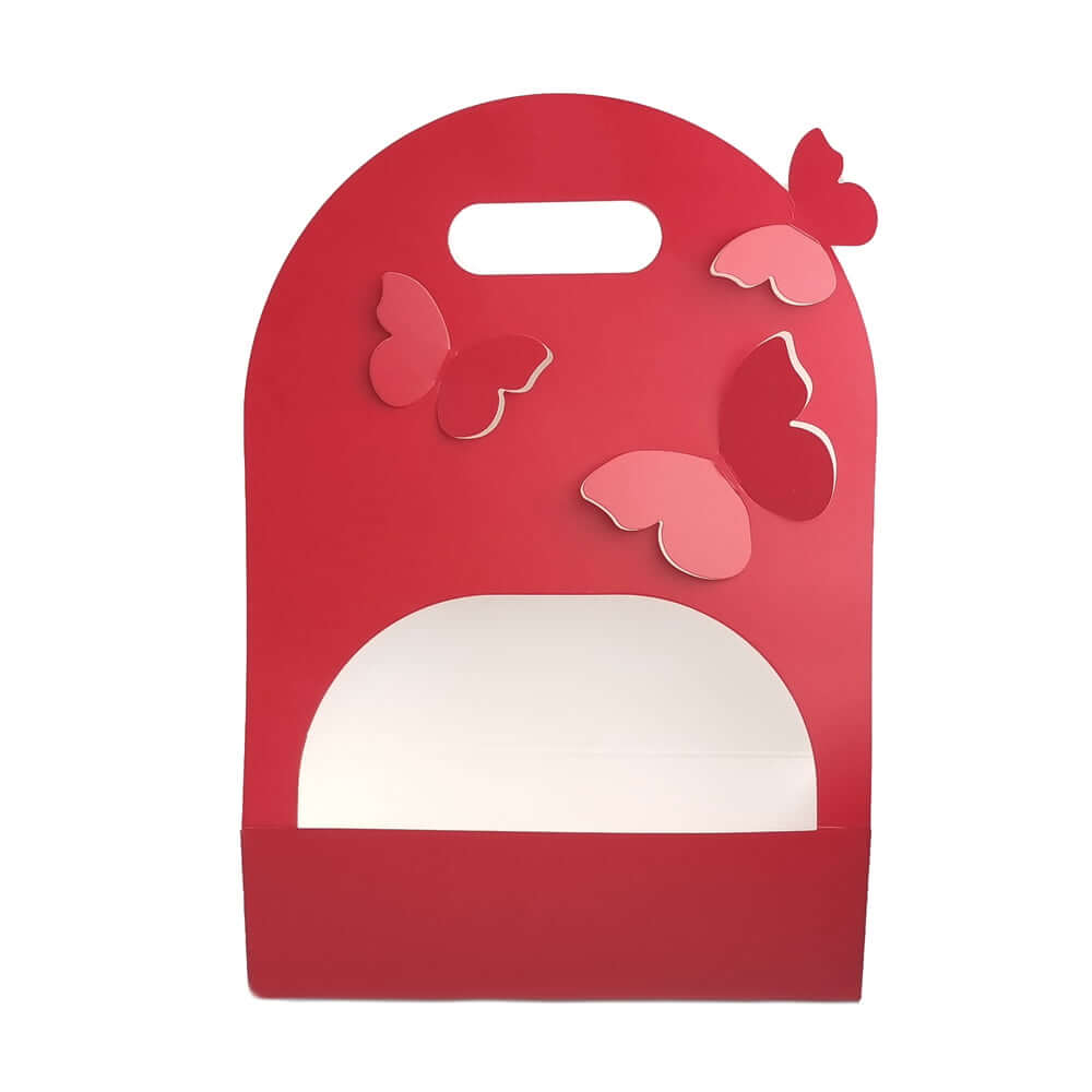 Cutie dreptunghiulară cu mâner și fluturași - roșu (set 10 buc)