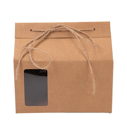 Cutie dreptunghiulară cu mini fereastră și sfoară pentru închidere - kraft (set 50 buc)