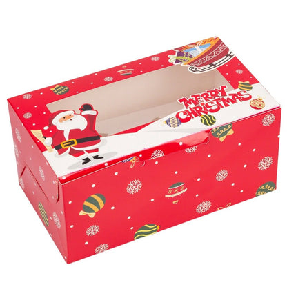 Cutie dreptunghiulară de Crăciun cu fereastră și 2 compartimente - roșu (set 25 buc)