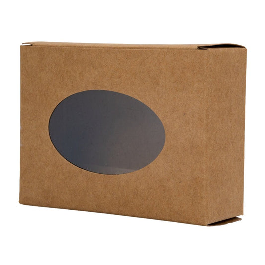 Cutie dreptunghiulară din hârtie cu fereastră ovală - kraft (set 50 buc)