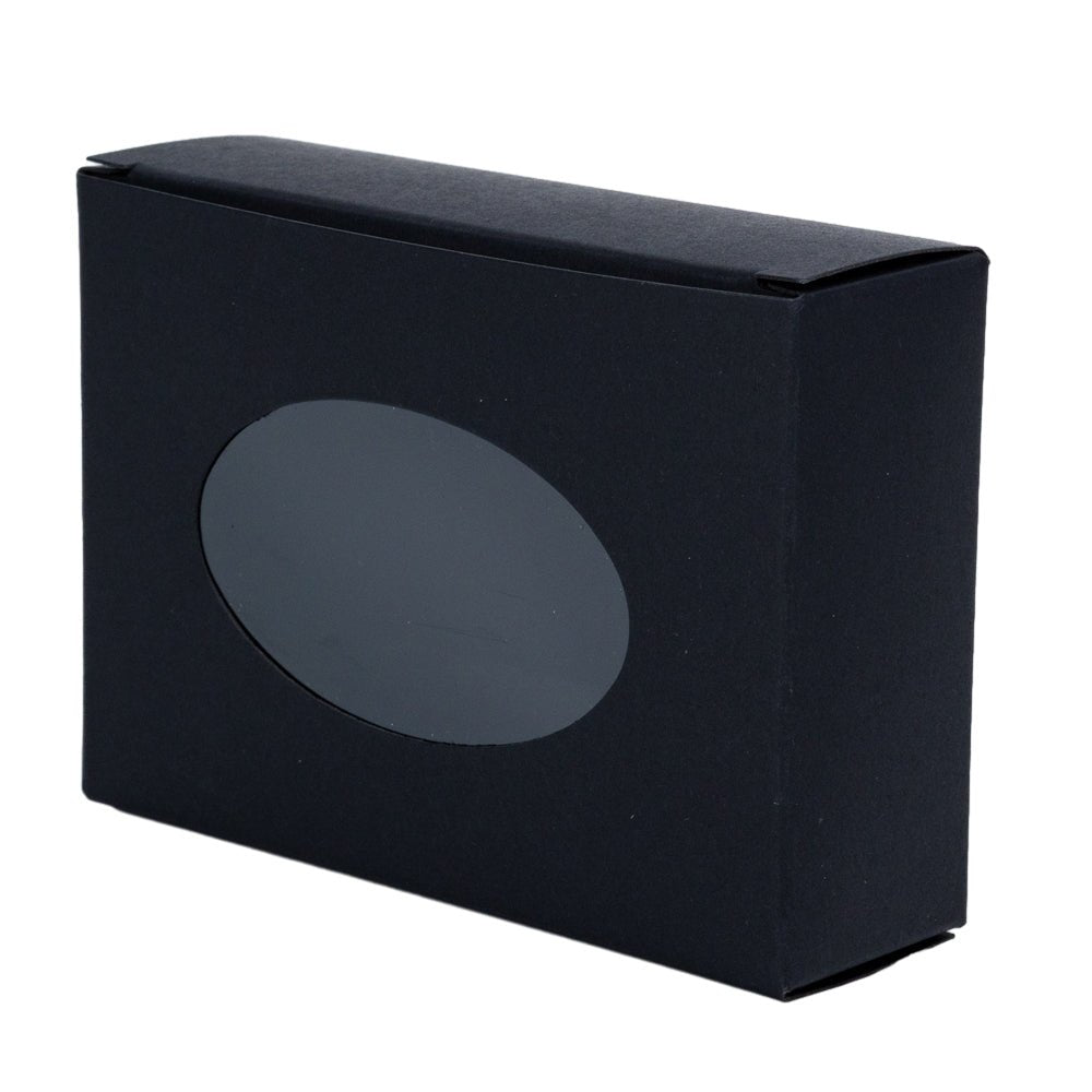 Cutie dreptunghiulară din hârtie cu fereastră ovală - negru (set 50 buc)