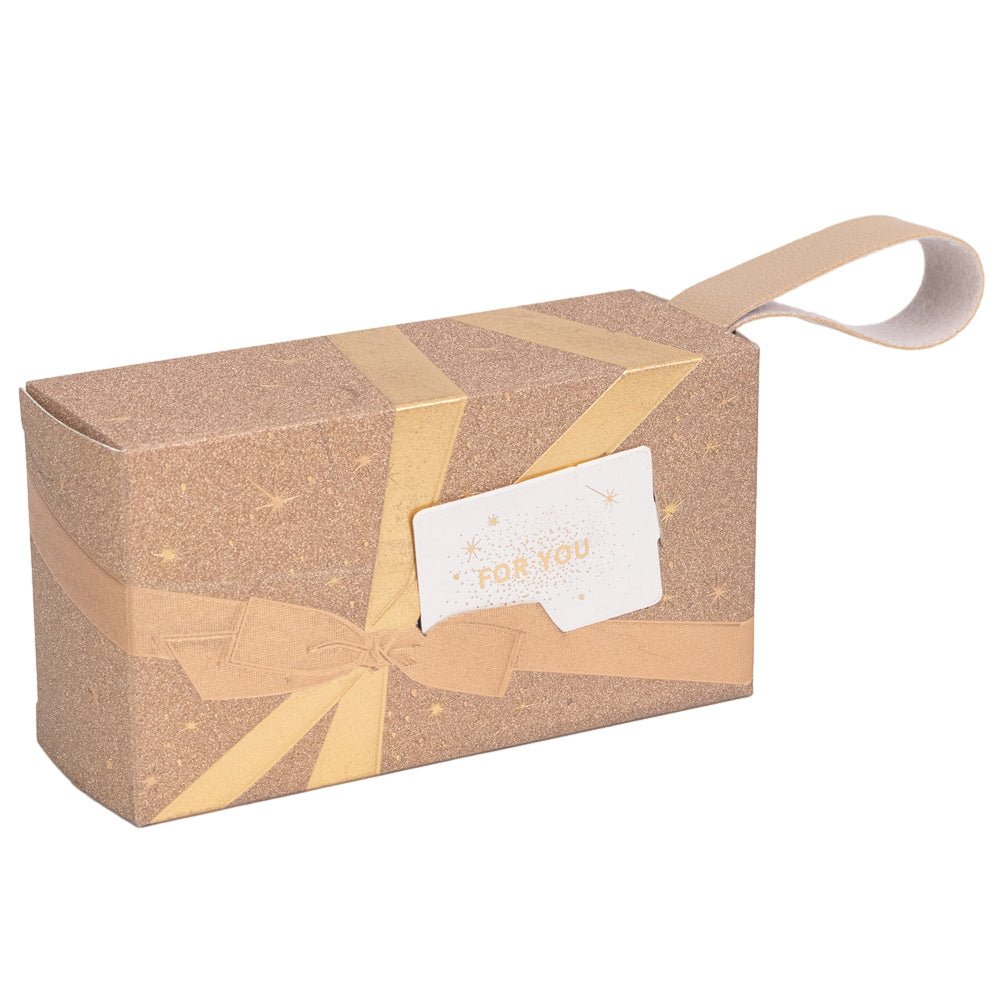 Cutie dreptunghiulară model cadou cu maner - auriu (set 25 buc) - 12.5x6.8x4.5cm