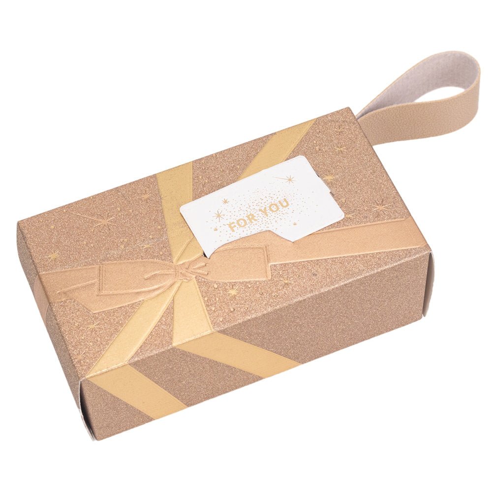 Cutie dreptunghiulară model cadou cu maner - auriu (set 25 buc) - 12.5x6.8x4.5cm