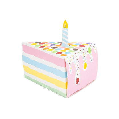 Cutie felie tort cu lumânare - multicolor (set 50 buc)