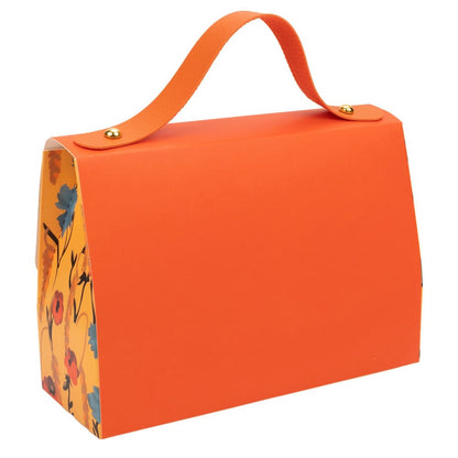 Cutie gentuță model floral cu mâner și mesaj Love You - portocaliu (set 50 buc)