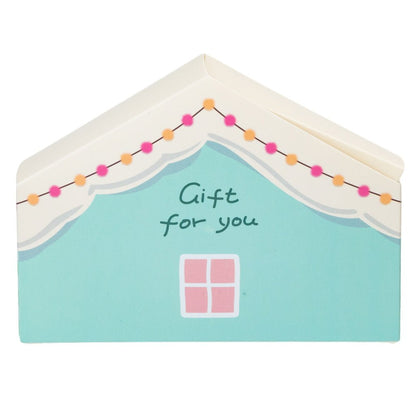 Cutie hârtie în formă de casă cu mesaj "Gift for you" - turcoaz (set 10 buc) 4x14x10cm