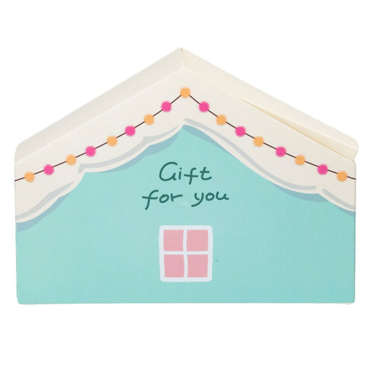 Cutie hârtie în formă de casă cu mesaj "Gift for you" - turcoaz (set 10 buc) 4x14x10cm