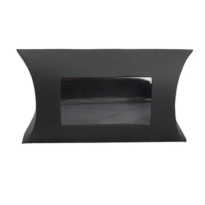 Cutie hârtie în formă de pernă cu fereastră - negru (set 50 buc)