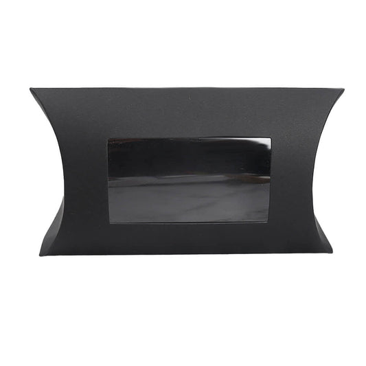 Cutie hârtie în formă de pernă cu fereastră - negru (set 50 buc)