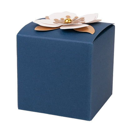 Cutie mică cu floare 3D și mesaj - albastru-alb (set 10 buc)