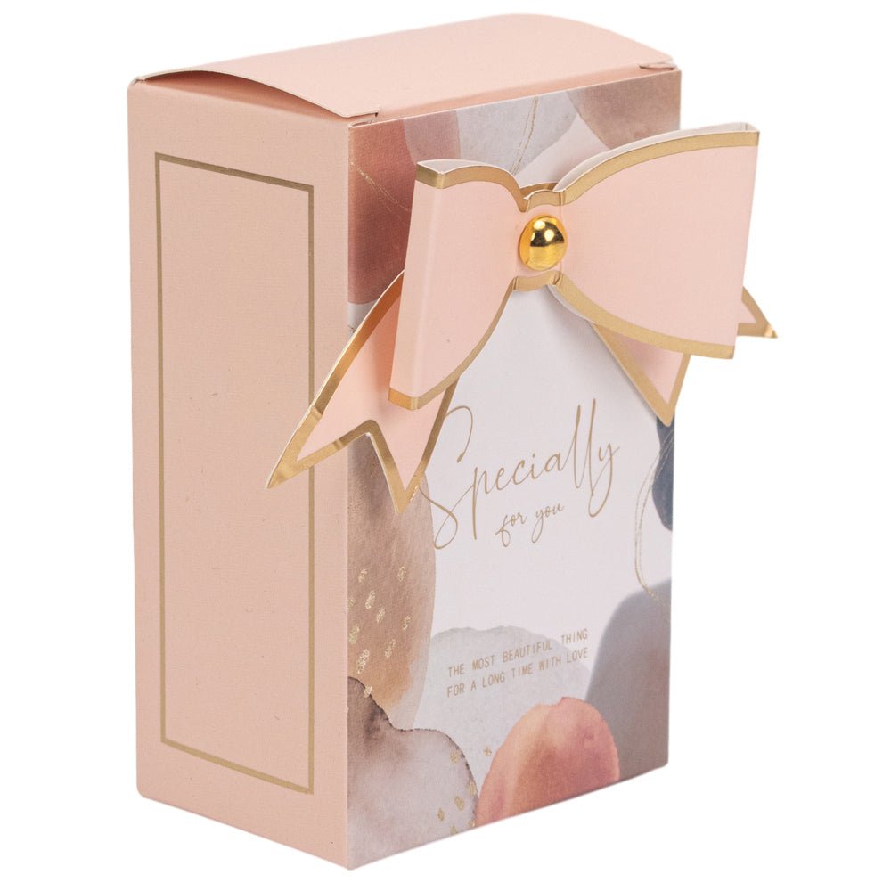 Cutie mică dreptunghiulară Specially for you cu fundă - roz (set 50 buc) - 6.5x4.5x10.5cm