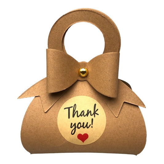Cutie mică în formă de gentuță cu sticker Thank You - kraft (set 50 buc) 6.5x13x3.5cm