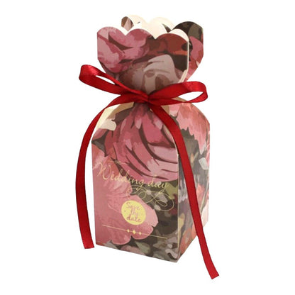Cutie mică în formă de vază cu fundă satinată - roșu (set 50 buc) 5x5x6.5cm