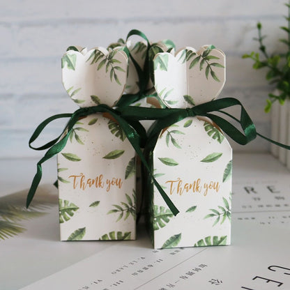 Cutie mică în formă de vază cu fundă satinată - verde (set 50 buc) 5x5x6.5cm