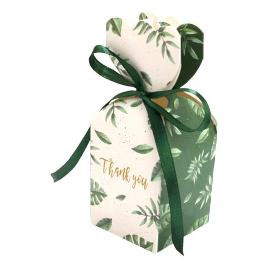 Cutie mică în formă de vază cu fundă satinată - verde (set 50 buc) 5x5x6.5cm