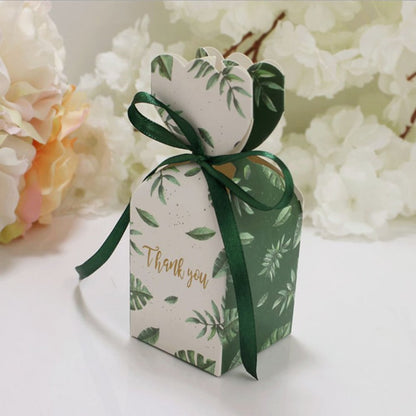 Cutie mică în formă de vază cu fundă satinată - verde (set 50 buc) 5x5x6.5cm