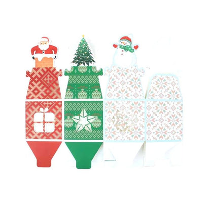 Cutie mică pătrată Crăciun cu fereastră - model Moș Crăciun roșu (set 50 buc)