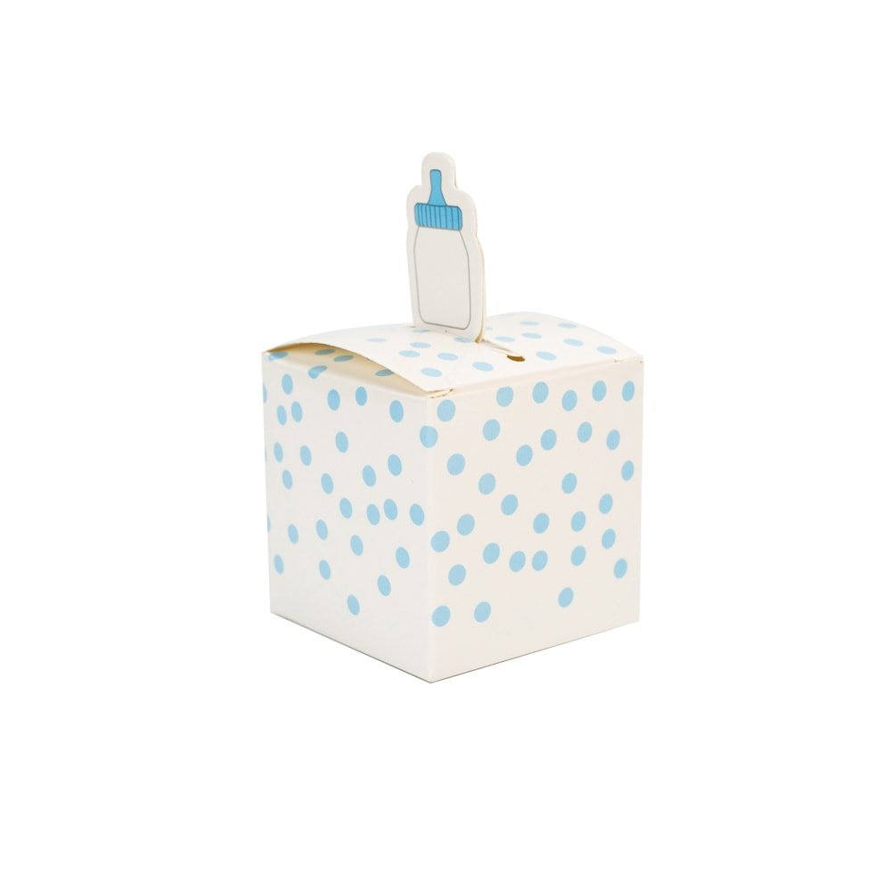 Cutie mică pătrată cu biberon - bleu (set 50 buc)