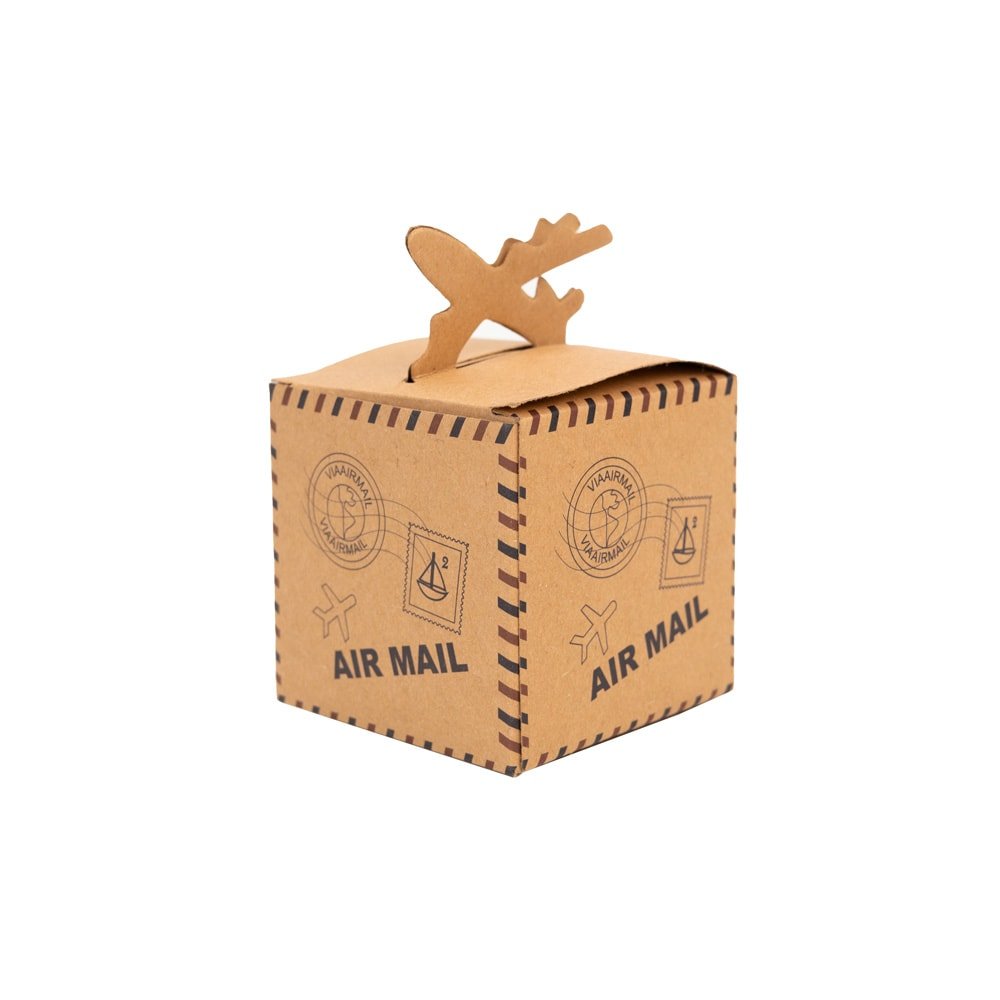 Cutie mică pătrată model avion - maro (set 50 buc)