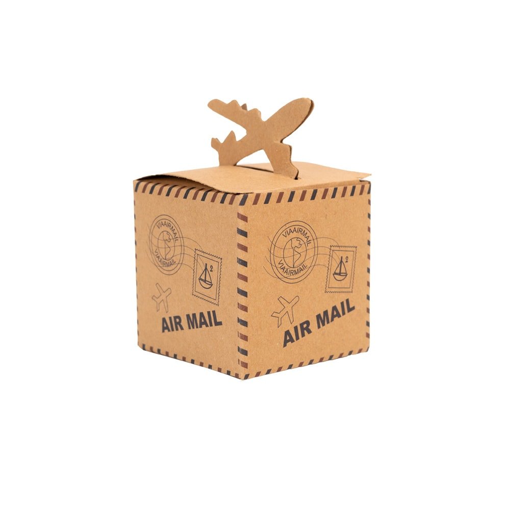 Cutie mică pătrată model avion - maro (set 50 buc)