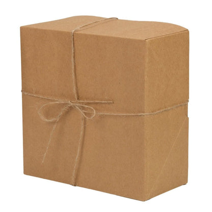 Cutie pătrată cu capac și sfoară - kraft (set 10 buc)