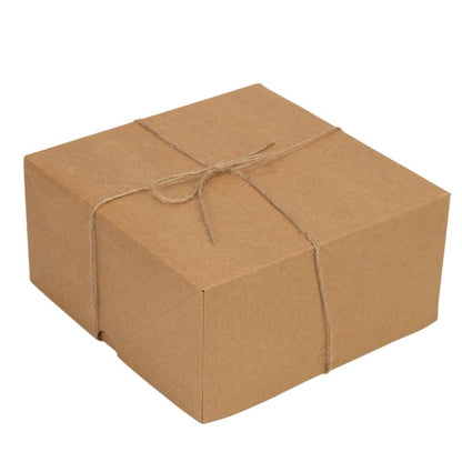 Cutie pătrată cu capac și sfoară - kraft (set 10 buc)