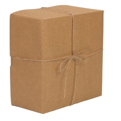 Cutie pătrată cu capac și sfoară - kraft (set 10 buc)